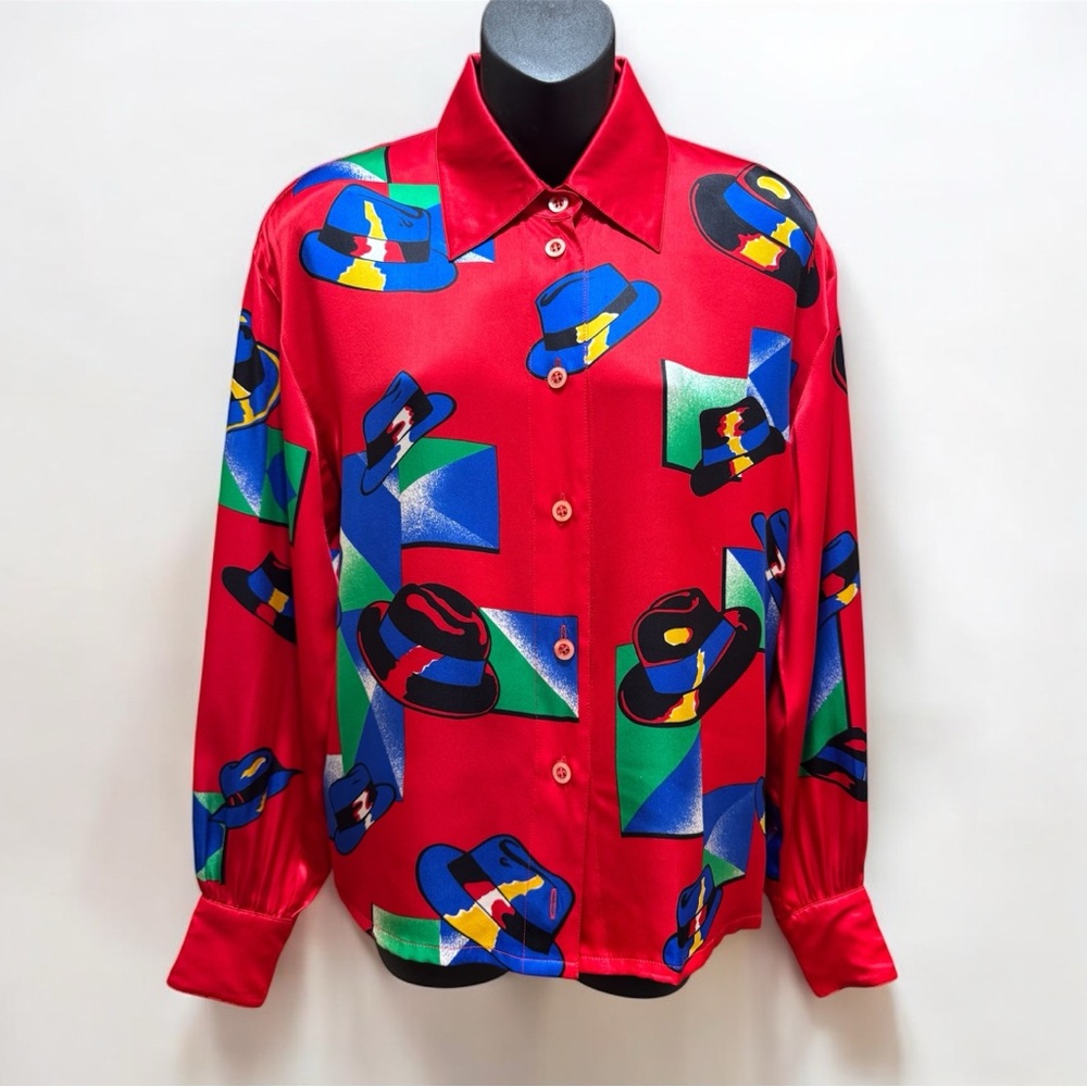 Escada Margaretha Ley Red Silk Blouse size 36